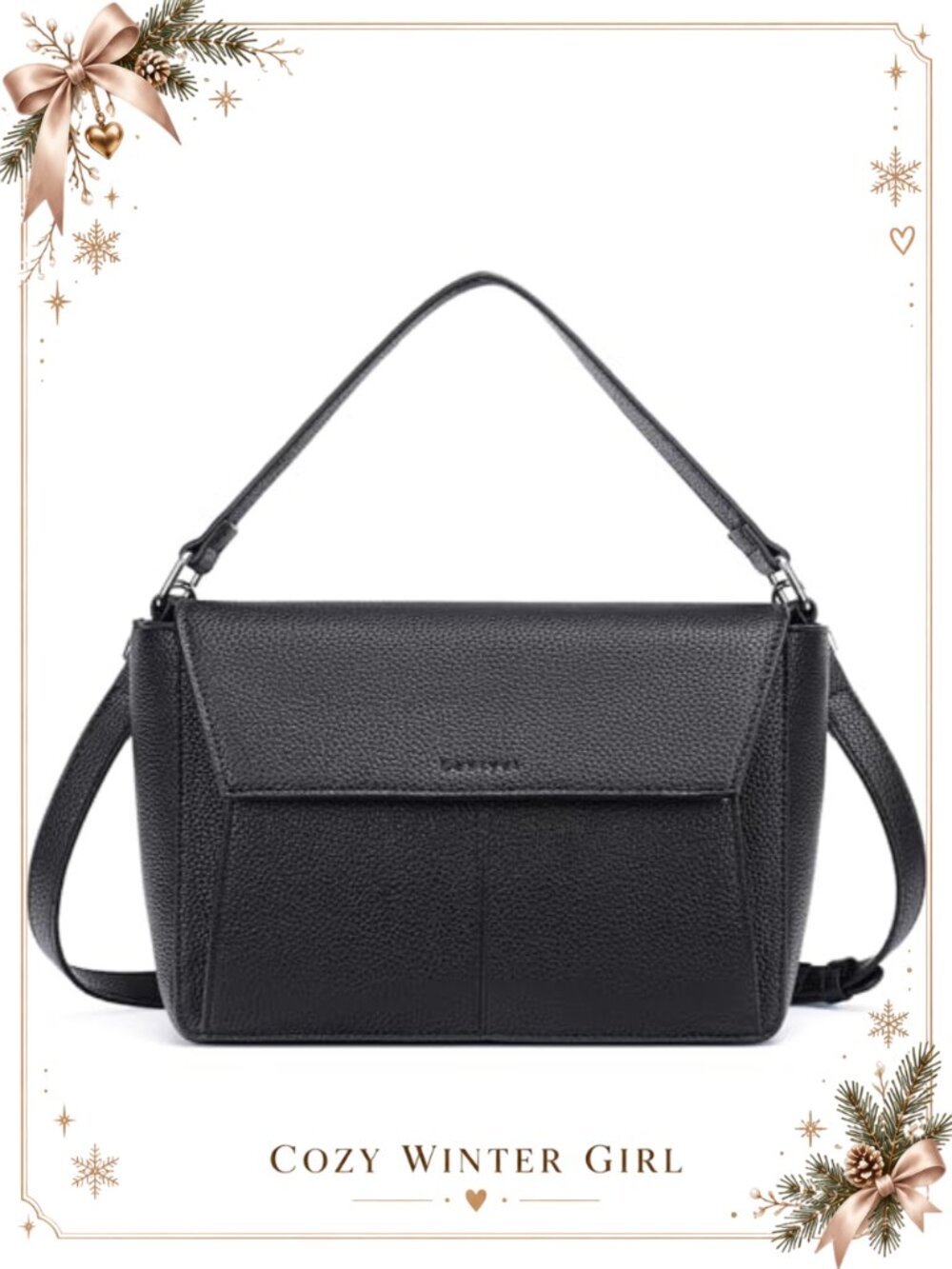 Vegan Leather Crossbody Purse Small Top Handle Shoulder Bag with Flap